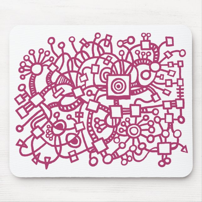 Abstract Structure - Crimson on White Mouse Pad (Front)