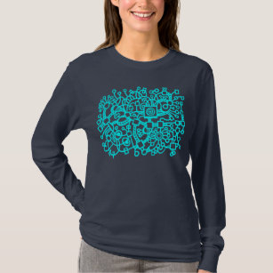 Abstract Structure - Cyan on Dark T-Shirt