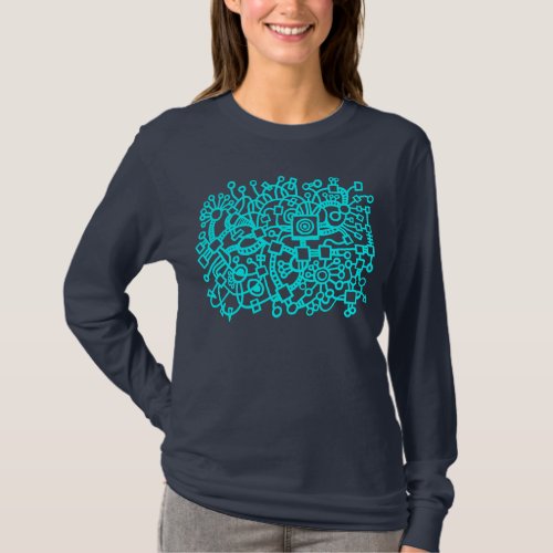 Abstract Structure _ Cyan on Dark T_Shirt