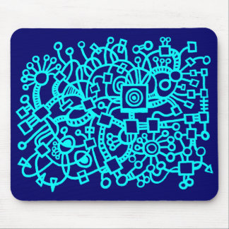 Abstract Structure - Cyan on Deep Navy Mouse Pad