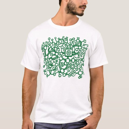 Abstract Structure _ Forest Green on Dark T_Shirt