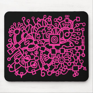 Abstract Structure - Hot Pink on Black Mouse Pad