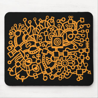 Abstract Structure - Light Orange on Black Mouse Pad
