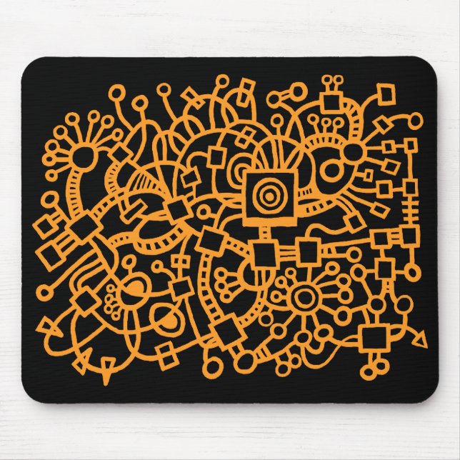 Abstract Structure - Light Orange on Black Mouse Pad (Front)