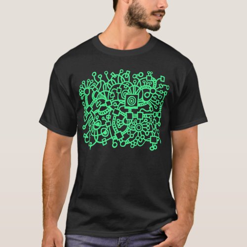 Abstract Structure _ Mint Green on Dark T_Shirt