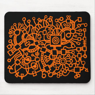 Abstract Structure - Orange on Black Mouse Pad