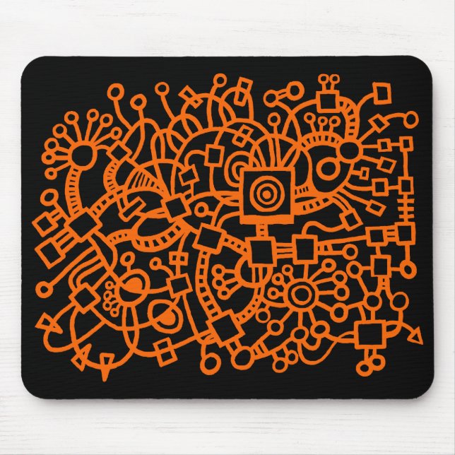 Abstract Structure - Orange on Black Mouse Pad (Front)