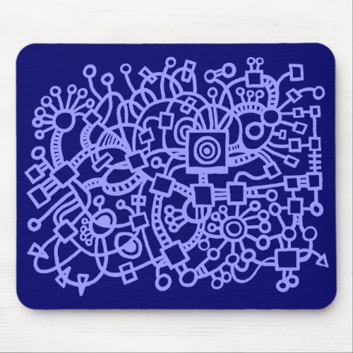 Abstract Structure _ Pastel Blue on Deep Navy Mouse Pad