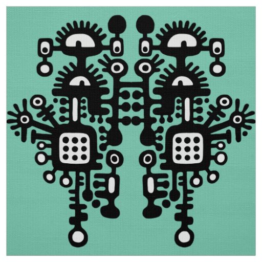 Abstract Structure Pattern - B&W With Light Green Fabric