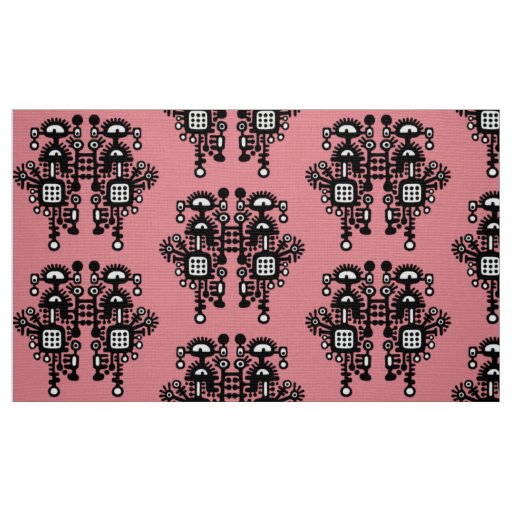 Abstract Structure Pattern - B&W With Pink Fabric