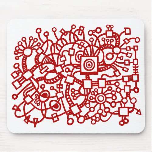Abstract Structure _ Ruby Red on White Mouse Pad