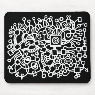 Abstract Structure - White on Black Mouse Pad