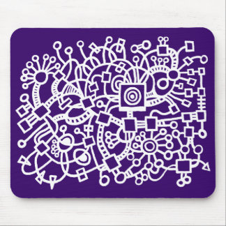 Abstract Structure - White on Deep Purple Mouse Pad