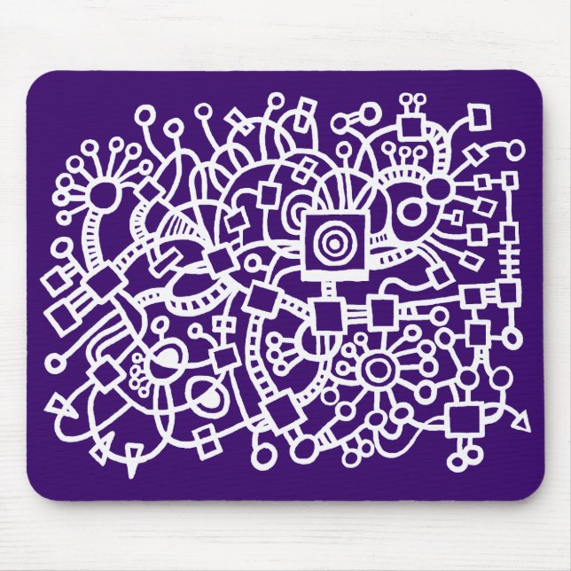 Abstract Structure - White on Deep Purple Mouse Pad (Front)