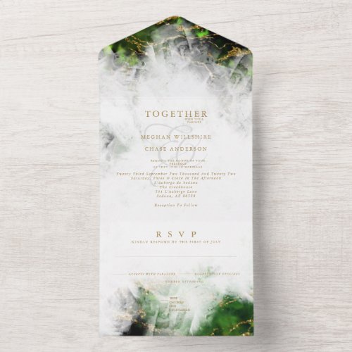Abstract Stunning Emerald Crystal Agate  All In One Invitation