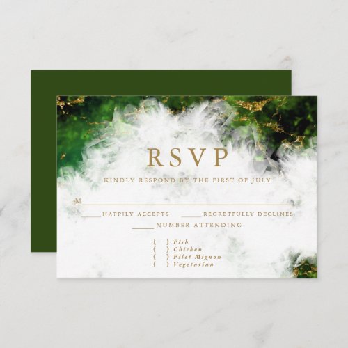 Abstract Stunning Emerald Crystal Agate  RSVP Card