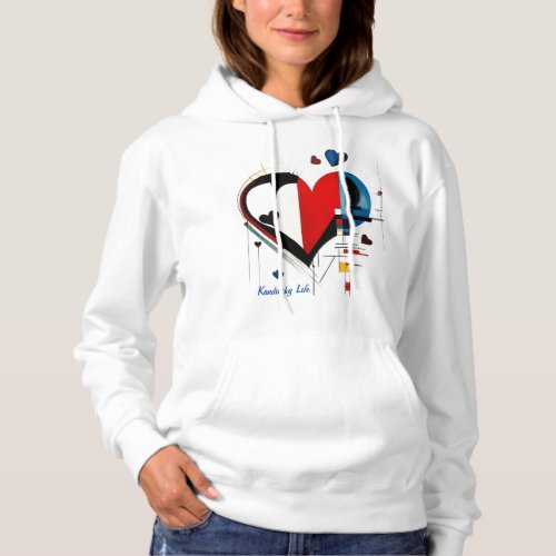 Abstract Style Heart Print Hoodie