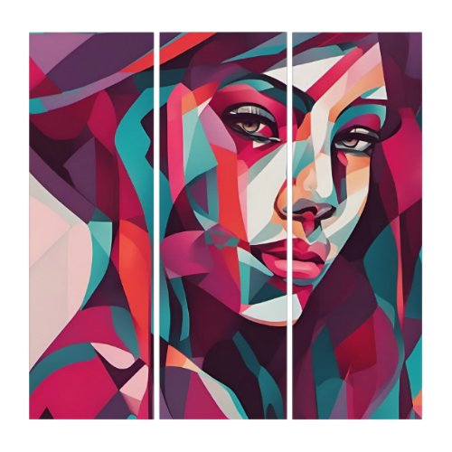 Abstract Style Stunning Lady Triptych