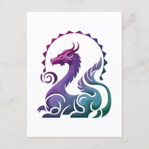 Abstract Stylish Purple Dragon Gradient Logo Postcard