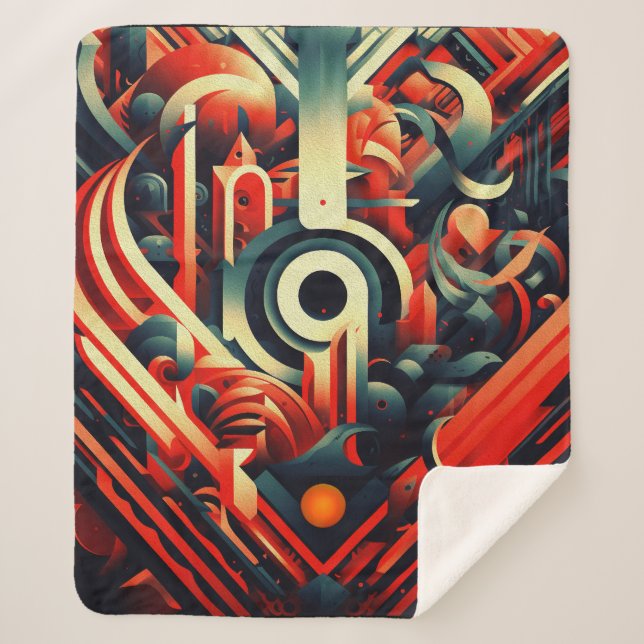 Abstract Stylized Shapes Sherpa Blanket (Front)