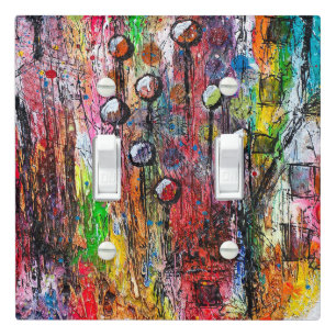 Abstract Suburbs, drawn elements, colorful paint Light Switch Cover