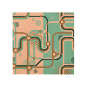 Abstract subway map, dual patterns. wood wall art