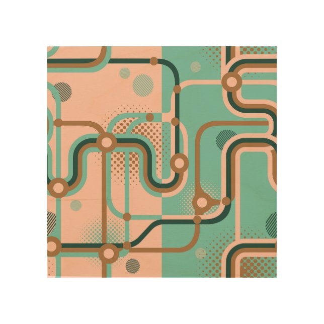 Abstract subway map, dual patterns. wood wall art (Front)
