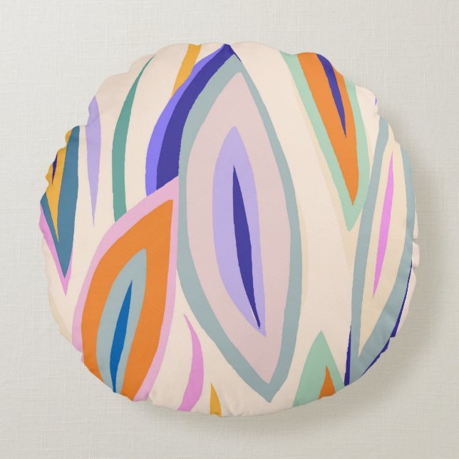 Abstract summer artistic illustration pattern. Cre Round Pillow (Front)