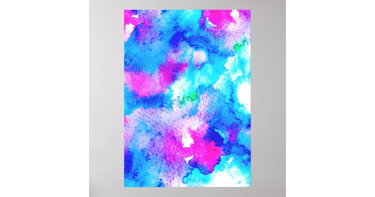 Modern hand painted pink turquoise black brushstrokes acrylic paint Canvas  Print by Audrey Chenal