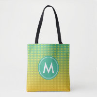 Abstract Summer Citrus Green Orange Monogram Name Tote Bag