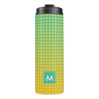 Abstract Summer Citrus Green Orange Monogram Thermal Tumbler