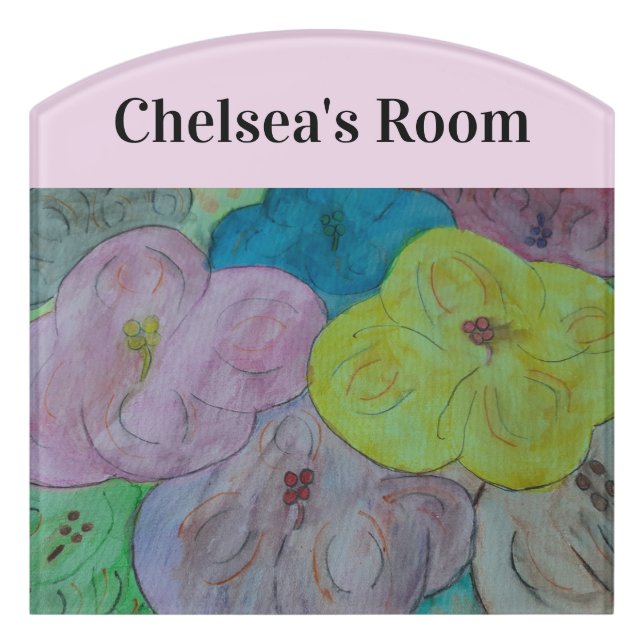 Abstract Summer Floral Door Sign (Contour Front)
