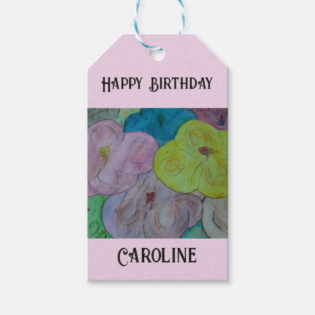 Abstract Summer Floral Personalized Gift Tag (Front)