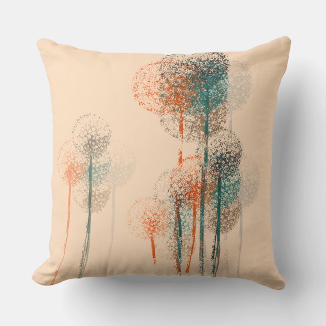Abstract Summer Flower Trees #2 Throw Pillow (Front)
