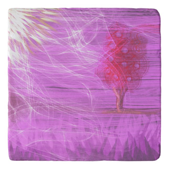 Abstract Summer In Purple Art with Radiant Energy Trivet (Front)