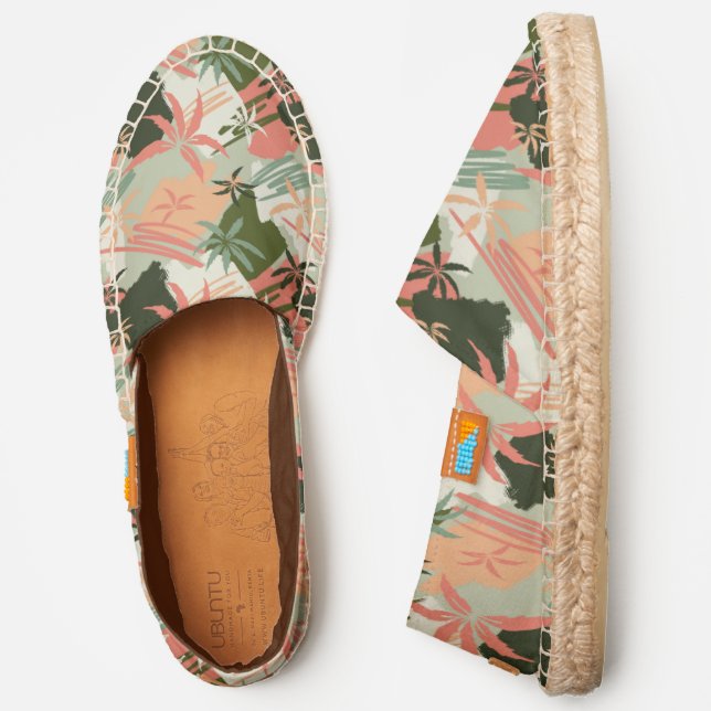 Abstract Summer Palm Tree Pattern Espadrilles (Side)