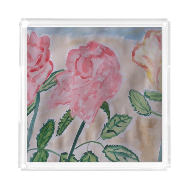 Abstract Summer Roses Acrylic Tray (Front)