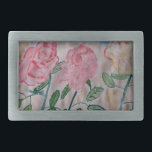 Abstract Summer Roses Belt Buckle<br><div class="desc">You can tell it is high summer when all the roses bloom in the cottage gardens, spilling their exquisite fragrance onto the warm air. In this charming abstract roses original watercolor art, three beautiful roses are painted in soft pastel shades of pink, red and yellow creating a wonderful summer floral...</div>