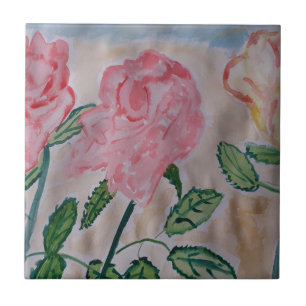 Abstract Summer Roses Ceramic Tile