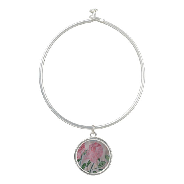 Abstract Summer Roses Charm Bangle Bracelet (Front)