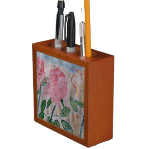 Abstract Summer Roses Desk Organizer