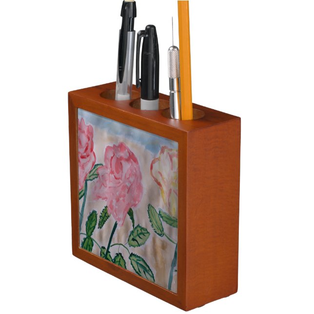 Abstract Summer Roses Desk Organizer (In Situ)