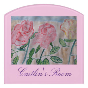 Abstract Summer Roses Door Sign