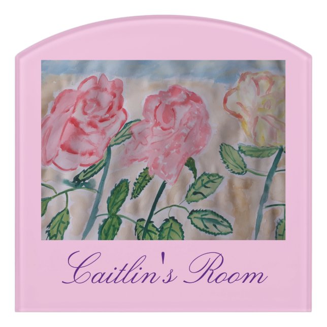 Abstract Summer Roses  Door Sign (Contour Front)