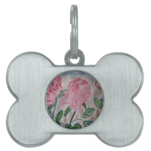Abstract Summer Roses Pet Tag