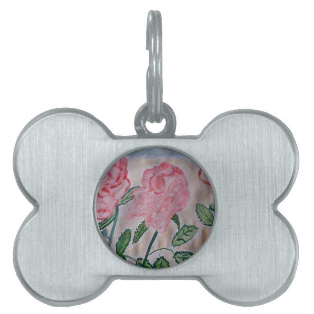 Abstract Summer Roses Pet Tag (Front)