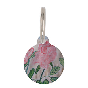 Abstract Summer Roses Pet Tag