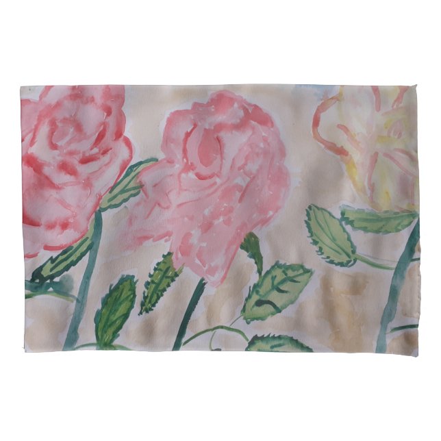 Abstract Summer Roses Pillow Case (Front)