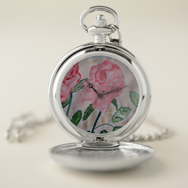 Abstract Summer Roses  Pocket Watch (Inside)