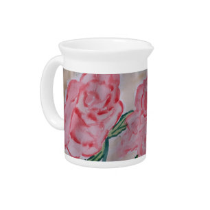Abstract Summer Roses Porcelain Pitcher